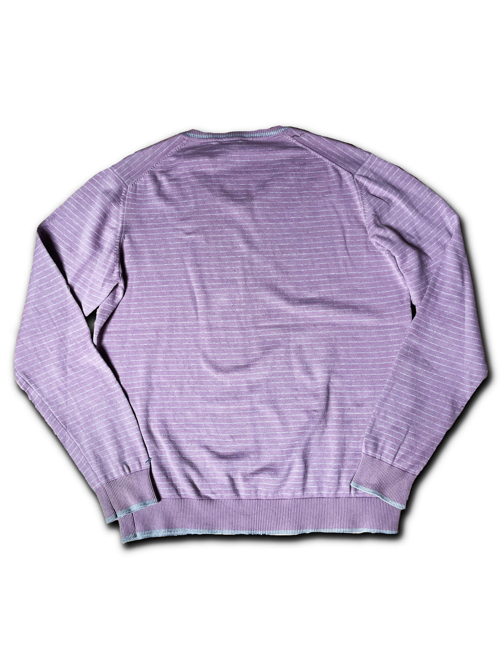 purple striped v-neck